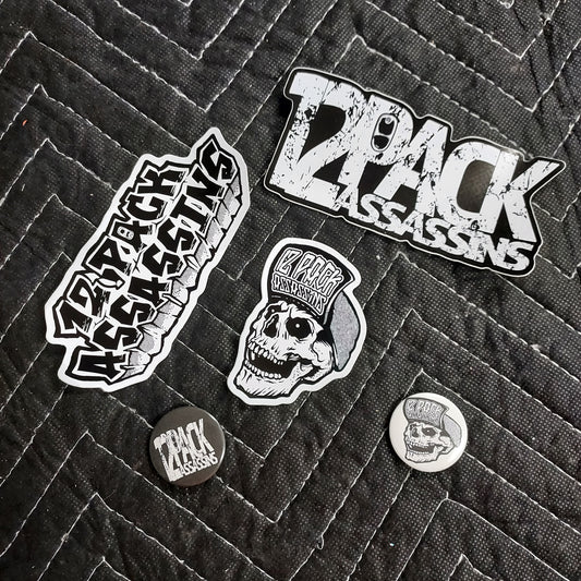 12pack Assassins sticker/pin pack